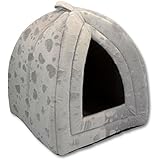 Haustier-Iglu, für Hunde/Katzen, weiche und kuschelige Igloo Katzenhöhle grau