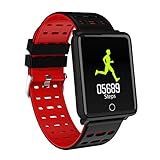 Luckhome Unisex Armbanduhr Digitale Sportuhr Damen Herren Digital Sport Uhr, Smart Watch Herzfrequenzmesser Armband Armband für iOS Android(rot)