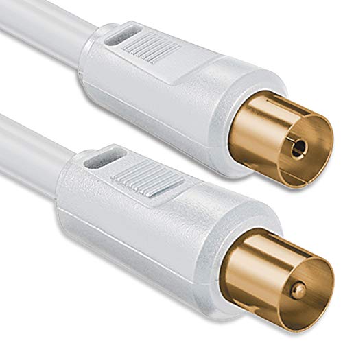 1aTTack - Cable coaxial para Antena (Conector coaxial F a Conector coaxial F, Doble apantallamiento, 75db 85db 100db 110 db 120 db 125 db) Koax Weiss St-KU Gold 85db 1,5 Meter