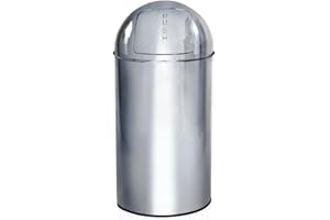 hjh OFFICE 741007 Portarifiuti XXL PUSH Cromo 50L Portarifiuti retrò con sportello di spinta