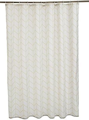AmazonBasics Rideau de douche en tissu imprimé 180 x 180 cm Chevrons Beige