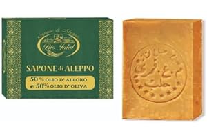 BIO JALAL SAPONE DI ALEPPO Sapone di Aleppo originale 50% olio alloro e 50% olio d'oliva conbinazione equilibrata adatta per viso, corpo e capelli prodotto artigianale in Turchia