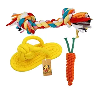 Foodie Puppies Durable Cotton Chewable Rope Teething Playing Toy for Puppies, Combo Pack of 3