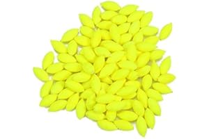VGEBY Lot de Perles Flotteur de Pêche Bouchons Bobbers Perles Ovale Couleur Voyante en Plastique Flottabilité Excellentes (Set de 100Pcs) (Couleur : Jaune)