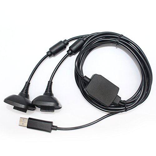 Airbot Extra Largo 2 in1 Cargador de Carga USB 2M Juego de Cable para Xbox 360 Controller Pad
