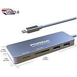 USB C Hub Super Slim TYPEC Aluminium alloy, 2 x USB 3.0 Ports HUB + SD card reader + MICRO SD reader + USB-C charger