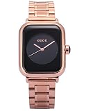 EASTPOLE Damen Quarz Armbanduhr Schwarz Rechteck Zifferblatt Rosegold Edelstahl Band Damenuhr WK1208