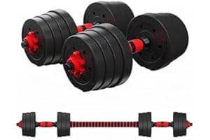 BCBIG Set di manubri corti, 2 in 1, 10/15/20/30 kg, per uomini e bilancieri regolabili, tubo di collegamento multifunzione, per allenamento di forza