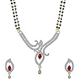 YouBella American Diamond Gold Plated Mangalsutra Pendant with Chain and Earrings for Women