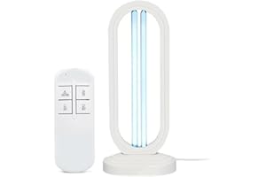 LIPWORT 38W Uv Ozone Germicidal Light, Remote Control Disinfection Sterilization Deodorization Table Lamp, 3-Speed Timing, for Home/Car/Pet Cleans Air Uvc Light (White)