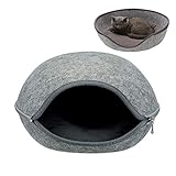 TQGOLD Lit de Chat 2-in-1Maison & Canapé d'Animal Familier Lavable Doux Chien Chat Chiot Pet Nid Grotte Maison Lit avec Coussin Amovible,Gris