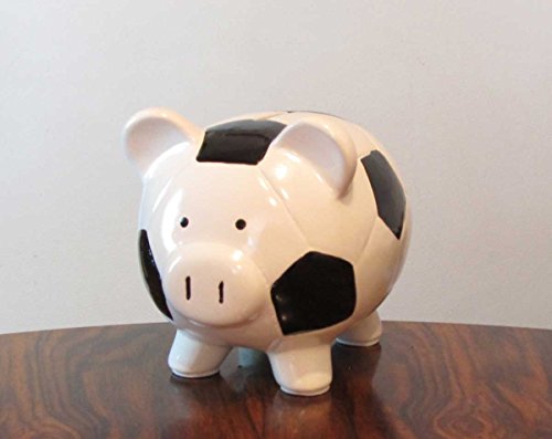 Spardose Sparschwein Fussball aus Keramik mit Schloss und Schlüssel - 2