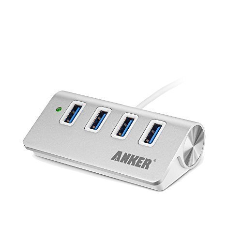 Anker Aluminum USB 3.0 4 Port Hub, Hub mit 0.6 m USB 3.0 Kabel designt für Apple MacBook, Macbook Air, Macbook Pro, MacMini, iMac, und weiteren USB 3.0 Geräten (Silber)