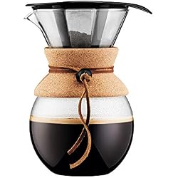BODUM - 11571-109 - POUR OVER - Cafetière, filtre permanent maille inox, 8 tasses - 1.0 l , transparent