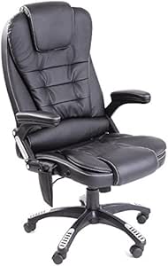 Chaise De Bureau Inclinable En Cuir Haut De Gamme Massant Et Chauffant Noire Amazon Fr Cuisine Maison