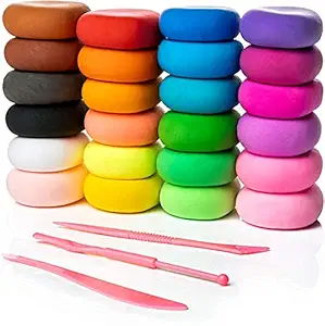 DSR Air Dry Clay, Colorful Children Soft Clay, Creative Art Crafts, Gifts for Kids-Multi Color. Non-Toxic Modeling Magic Fluffy Foam Bouncing Clay Putty Kit for Kids with Tools (Pack of 12)