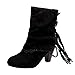 Produktbild Sannysis Stiefeletten Damen Elegant High Heels Lace Patchwork Schnallen Stiefel Schuhe Booties Spitze Cocktail Abendschuhe Hoch Absatz Schwarz Khaki