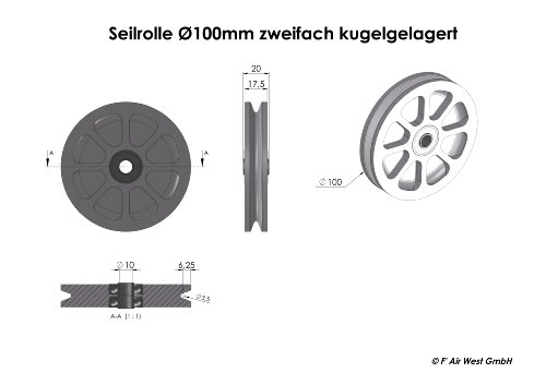 100 mm Seilrolle, Drahtseilrolle - 3