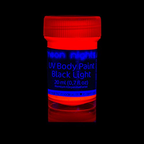 neon nights UV-Licht Bodypainting Schminke | Schwarzlicht-Körperfarbe für Body und Facepainting | Fluoreszierende Farben im Schminkset für knalligen Glow-Effekt | 8 x 20ml Leucht-Farben - 6