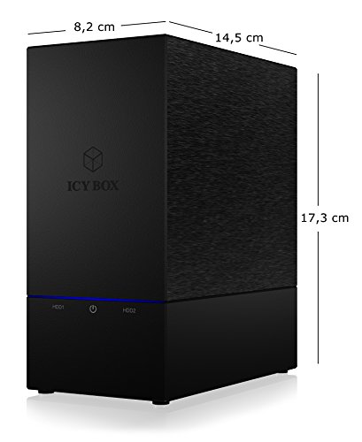 Icy Box IB-RD3621U3 Externes RAID-System (0/1/Single/Large) für 2x 3,5 Zoll SATA HDD, USB 3.0 (UASP), SATA III, Lüfter, Standby, schwarz - 2