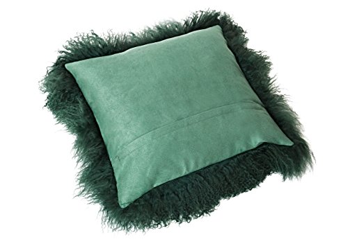 Tibet Lammfell Kissen Kissenbezug 30x30cm (große Farbauswahl) JAY24 Farbe dunkelgrün - 2