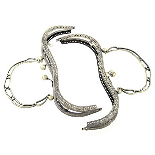 HOUSWEETY 1 Bronzefarben Taschenrahmen Taschenbuegel Verschluss Griff 20x16cm - 2