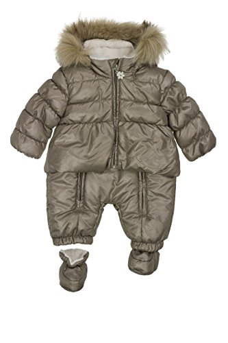 Kanz Baby Girls Schneeanzug m. Kapuze Hooded Long Sleeve Snowsuit, Brown (cerulean Brown 6450), 0-3 Months (Manufacturer size: 56)