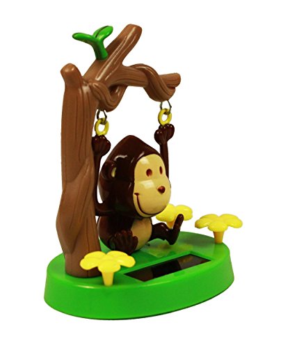 HAAC Solar Wackelaffe Affe Wackelfigur mit Blume Größe 10 cm Farbe braun - 2