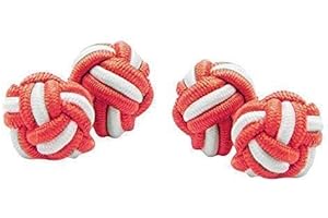 FUNKY CUFFLINKS~COM Classic Elastic Knot Cufflinks in White and Red