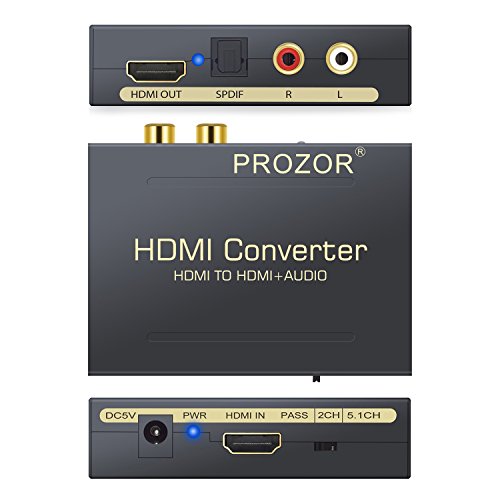 Proster Digital Audio Konverter Digitaler HDMI zu HDMI SPDIF/Toslink RCA L/R Audio Konverter Adapter optikaler Ausgang mit USB Kabel bis zu 1080P für Apple TV Blu-ray Player Xbox One - 3