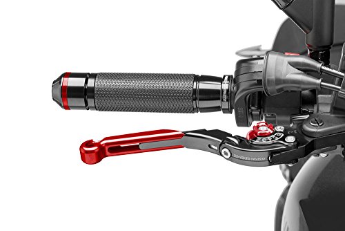 Puig 19RNR1130 brake and clutch lever for Suzuki GSF 650 Bandit (WVCJ) 2007-2014 extendable and foldable, black, with red adjuster and red slider Set