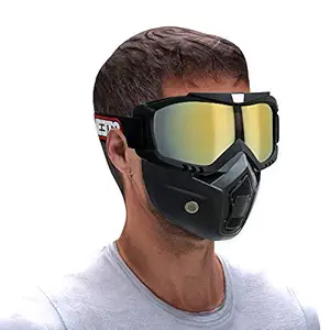 Steelbird 3 in 1 Unisex Face Shield Mask, Goggle (Golden Glass)