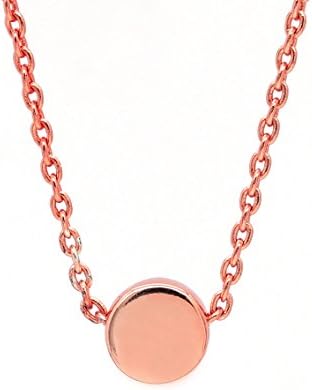 925 Sterling Silver Rhodium Rose Gold Plated Tiny Plain Circle Pendant Necklace Jewelry 2017 Christmas Gift (Rose Gold)