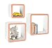 Produktbild ts-ideen – Set 3 x Cube Design Wandregal Board Sideboard Kommode, Kirschholzfurnier natur und weiß