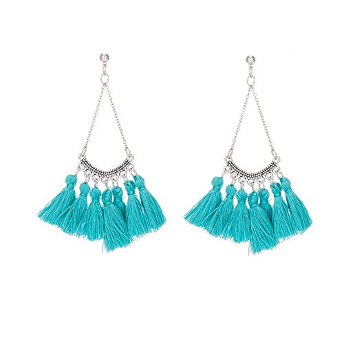 Preisvergleich Produktbild ESCYQ Damen Ohrringe Ohrstecker Ohrhänger Tropfen Ohrlinie Quasten Ohrringe Bürsten Danging Anhänger Ohrhänger Für Frauen Mädchen Ethnische Geometrische Eardrop Blau Hochzeit Ohrringe Griechen