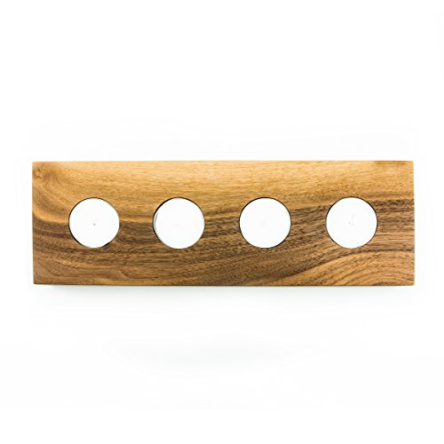 Teelicht Ständer Holz, Teelicht-halter, Stimmungslicht, Kerzenhalter für Teelichter, gemütlich minimalistische Kerzenständer | Handmade in Germany von FORMGUT® | Nussbaum Massiv für 4 Teelichter - 6