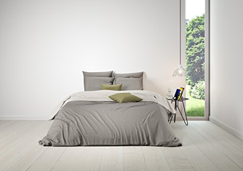 Aminata – Bettwäsche 135×200 cm Baumwolle + Reißverschluss zum Wenden unifarben Braun & Beige Wendebettwäsche einfarbig Taupe & Creme 2-teiliges Bettwäscheset Ganzjahres Bettbezug Normalgröße - 2
