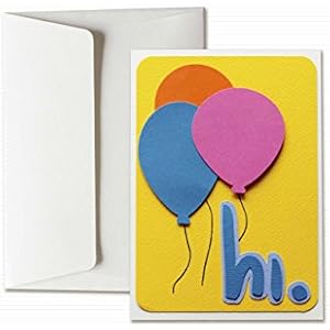 Hi - hallo - luftballons -mehrfarbig - Grußkarte mit Umschlag (15 x 10,5 cm) - handgemachte Karte - freier Raum nach innen