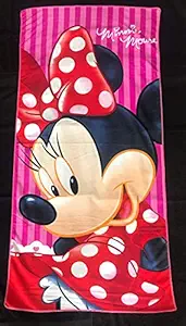 JBG Home Store Micro Cotton 300 GSM Printed Beach/Pool Towel for Kids/Boy/Girls/Man/Women-Size Large(75 x 150 cm,Multicolor)-MinnieMouse(Pack of 1)