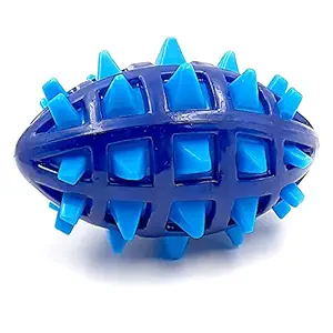 Pooch Box Spikey Rugby Toy Ball for Dogs Rubber Squeaky Toy Ball for Dogs | Chew Toy for Dogs | Teething Toy for Puppies Dogs Rubber Squeaky Toy Ball for Dogs Chew Toy (Color May Very - 1 Pcs)