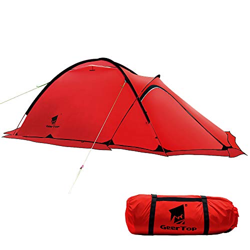 GEERTOP® Alpinismo Tienda de Campaña Impermeable Ultra Ligera 4 Estaciones 2 Personas - 120 x 210 x 100 cm - UV Resistente - para Acampar Excursionismo y Turismo (Rojo)
