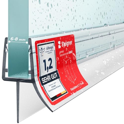 STEIGNER Guarnizione doccia UK03 80 cm (1 pz.) trasparente - Guarnizione box doccia verticale per docce angolari o pentagonali con porta 6-8 mm - Perfetta aderenza, Facile installazione, Impermeabile
