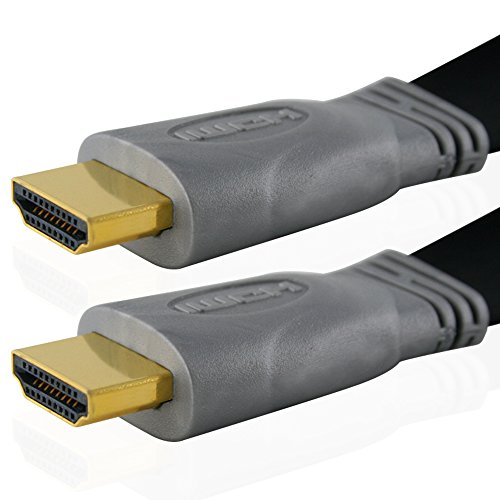 Cablesson Flat 1m Cable HDMI de Alta Velocidad - HDMI Tipo A, HDMI 2.1/2.0b / 2.0a / 2.0/1.4-4K, 3D, UHD, ARC, Full HD, Ultra HD, 2160p, HDR - para PS4, Xbox One, Sky Q, LCD, LED, 4k - Negro