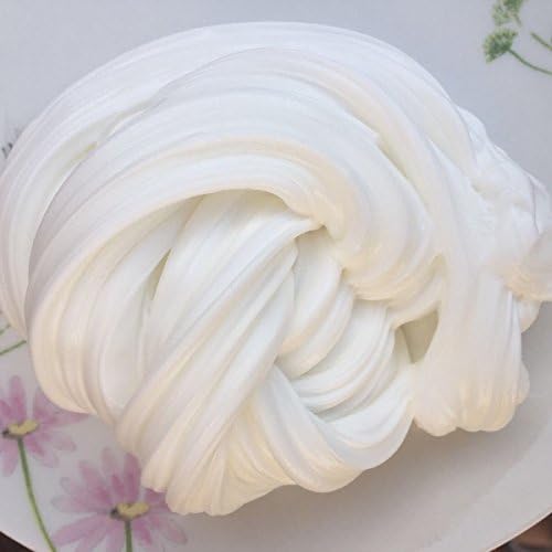 WHITE FLUFFY SLIME FAT STRETCHY BUTTER FLOAM NON TOXIC SAFE AND WASHABLE PUTTY STRESS RELIEF SENSORY TOY ADHT ASMR NO BORAX DELICIOUS BUBBLEGUM FRAGRANCE! (50g)