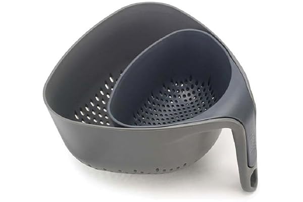 Joseph Joseph Nest - Lot de 2 passoires empilables, stable et non basculante, pour légumes, pâtes, Gris