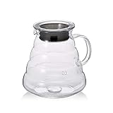 【KAFFEEKANNE AUS GLAS】 Ob Sie haben eine kleine Kaffeekanne zum händischen aufbrühen für den sonntäglichen Kaffee gesucht. Dann ist diese Kaffeekanne aus Glas das Richtige für Sie. Das Fassungsvermögen beträgt bis zu 800ml, 3 kleine Tassen oder 2 Pot Kaffee, perfekte Größe für zwei Personen und ist somit ideal für den Kaffee mit Freunden und Familie.