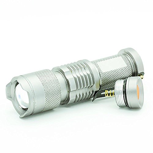 Pure² Mini Q5 Cree LED Taschenlampe (3 Modi: Flash, Hell und Dunkel, 300 Lumen, 7 Watt) mit einstellbarem Fokus Zoom silber - 2
