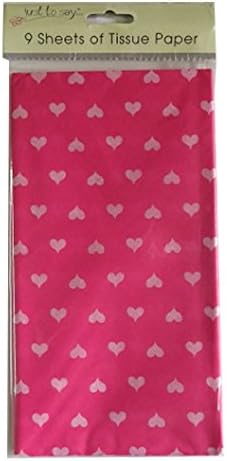 Printed Tissue Paper - Red Hearts - 9 Sheets - Size 680mm x 500mm