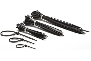 Perel Zestaw nylonowych opasek kablowych, czarne, odporne na promieniowanie UV, różne rozmiary, 75 sztuk