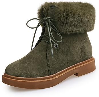 Gll&amp;xuezi Women's Boots Combat Boots Fall Winter Nubuck leather Walking Shoes Casual Lace-up Chunky Heel Black Army Green 1in-1 3/4in , army green , us7.5 / eu38 / uk5.5 / cn38
